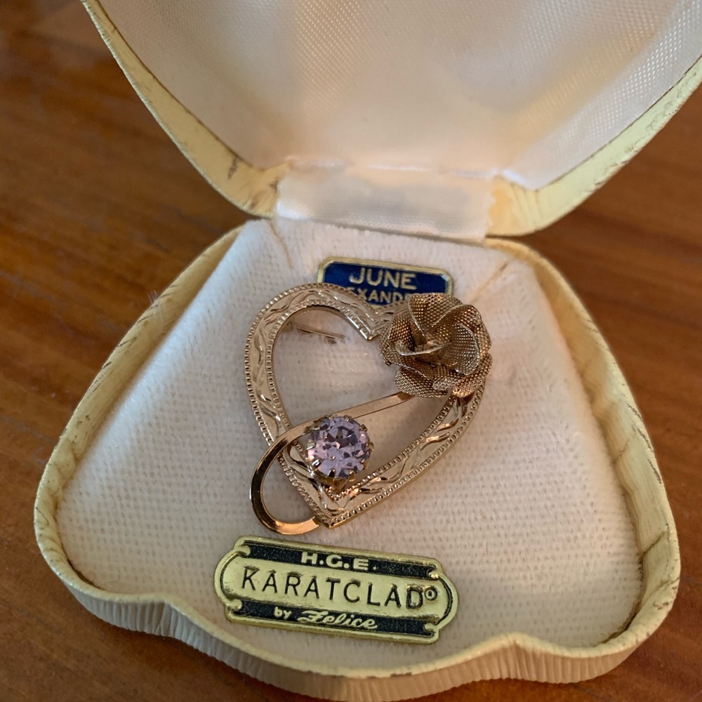 Vintage June Birthstone pin by karat clad Felice